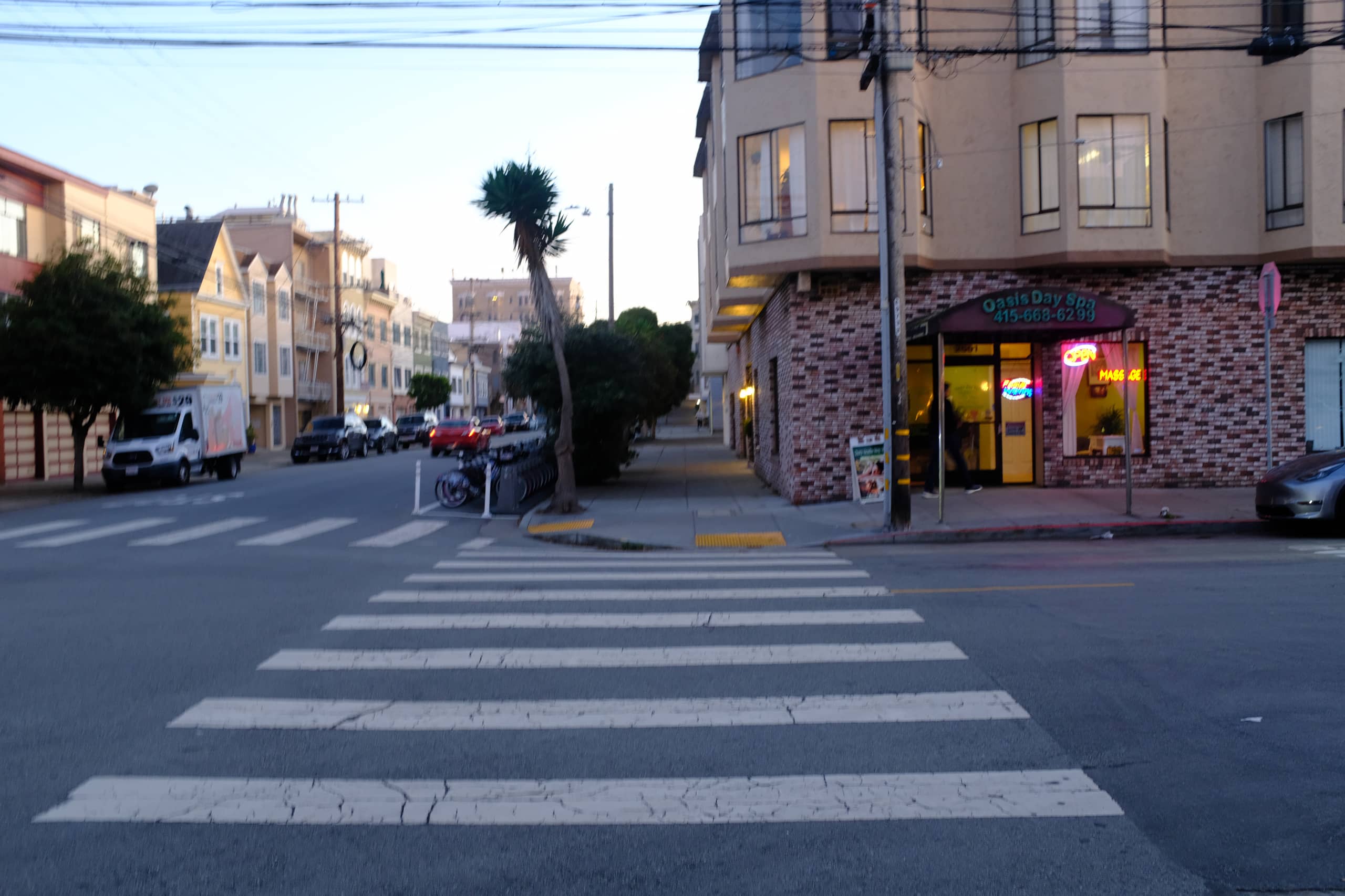 Narrow alley with lanterns